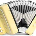 10 Keys Kids Accordion, Horse Button Accordion Toys Accordian Mini Musical Instruments Button for Child Children Kids Toddlers Beginners (Light Yellow)