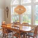 Large Rattan Chandelier Boho Pendant Light Fixture Dinning Room Chandelier Boho Hanging Light 31.5IN Basket Light Woven Rattan Pendant Light for Kitchen Island Hallway Bedroom Farmhouse Living Room