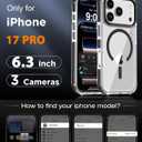 DEERLAMN Strong Magnetic Case for iPhone 17 Pro 6.3-Inch,[Compatible with Magsafe][Military Grade Drop Protection] Clear Slim Shockproof Protective Phone Cover-Transparent+Black