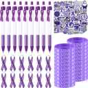 Lyrow 250 Pieces Domestic Violence Awareness Bumper Stickers Silicone Ribbon Wristbands Purple Ribbon Pins Breast Cancer Breast Cancer Awareness Pen for Accessories