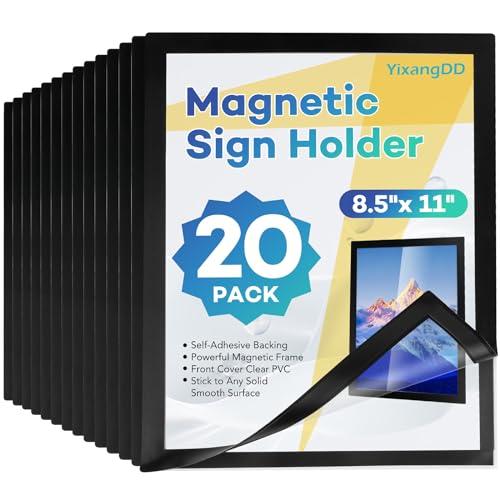 YixangDD 20 Pack Magnetic Sign Holder 8.5 x 11, Self-Adhesive Magnetic Wall Mount Sign Holder, Magnetic Document Holder for Wall Window Office Poster Store