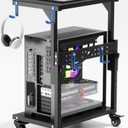 Computer Tower Stand, 6 Level Height Ajustable PC Tower Stand for Floor, Mobile Rolling CPU Holder Cart for Gaming Office Home,21.34"-28.3", Black
