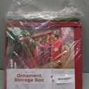 ZOBER Large Christmas Ornament Storage Box - Stores 128 3" Ornaments, With Dividers - Ornament Organizer Storage Box, Durable Christmas Containers Holder - Extra Pockets, Dual Zipper - Red, 25.5"x12.7"x13.5"