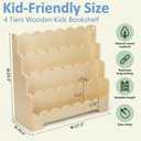 4-Tier Kids Bookshelf Wooden, Scalloped Book Shelf for Kids Rooms Anti-Tip, 10.6"D x 29.5"W x 27.5"H