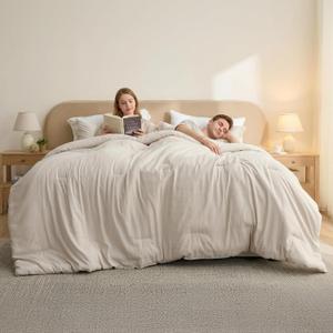 Bedsure California King Comforter Set - Beige Soft Bedding for All Seasons, Cationic Dyed Bed Set, 3 Pieces, 1 California King Size Comforter (104"x96") and 2 Pillow Shams (20"x36"+2")