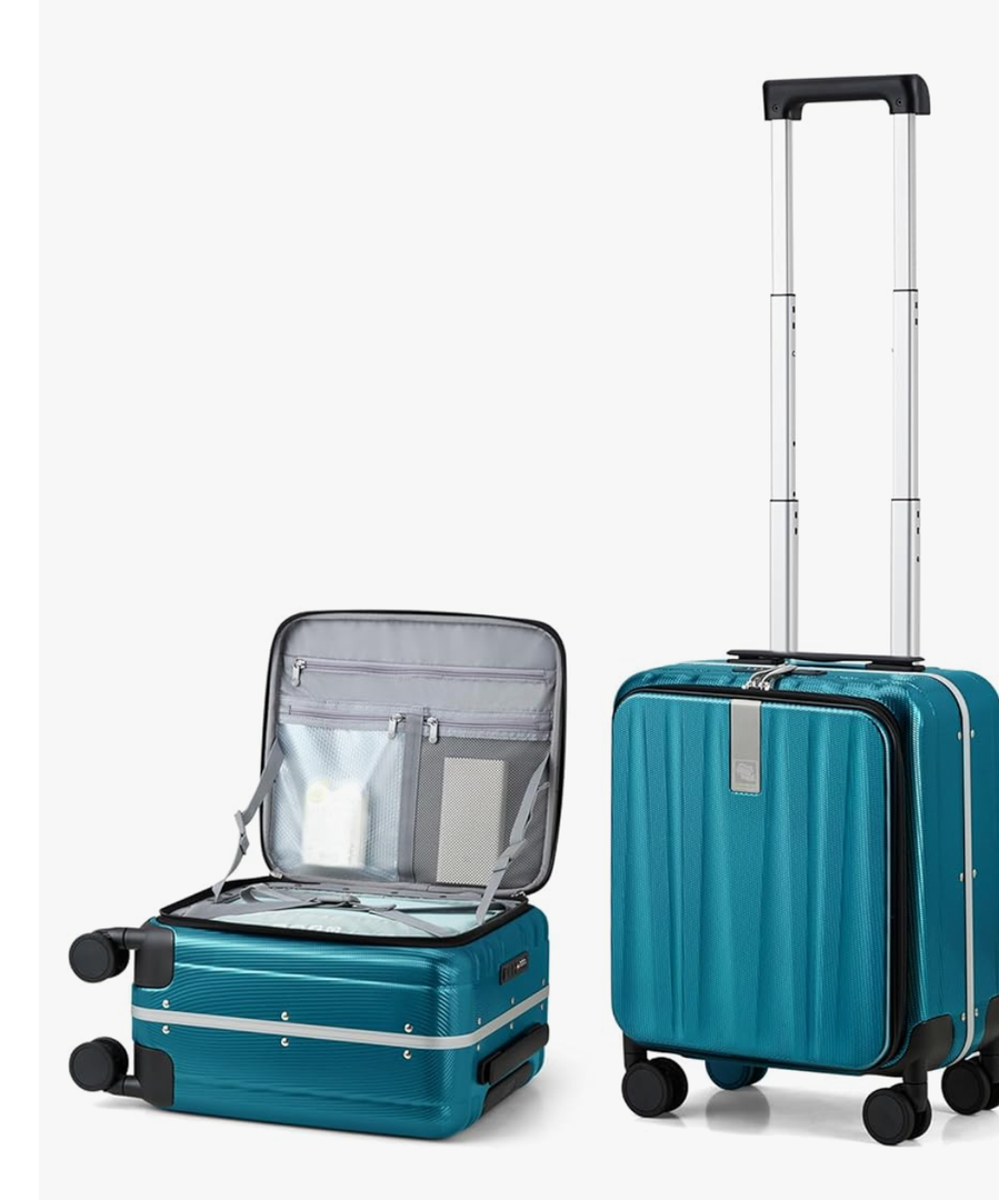 Hanke 16 Inch Underseat Carry On Luggage with Wheels,Small Hard Shell Suitcases for Weekender,Top Opening Tsa Approved Lightweight Travel Luggage Suitcase Christmas Gifts for Birthday，Caribbean Blue.