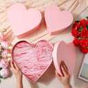Glenmal 3 Pcs Mother's Day Heart Shaped Gift Boxes with Lids 100g Shredded Paper Fill Nesting Heart Flower Boxes for Wedding Birthday Baby Showers Present Packaging(Pink)