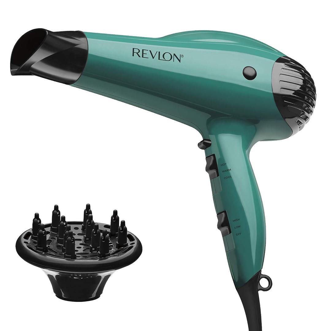 Revlon Volume Booster Hair Dryer | 1875W for Voluminous Lift and Body, (Green) (2 Piece Set)