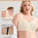 Wingslove Women's Minimizer Bra Lace Wireless Full Coverage Non-Padded Plus Size No Underwire Everyday Comfort(Light Skin,42DD) (Beige)