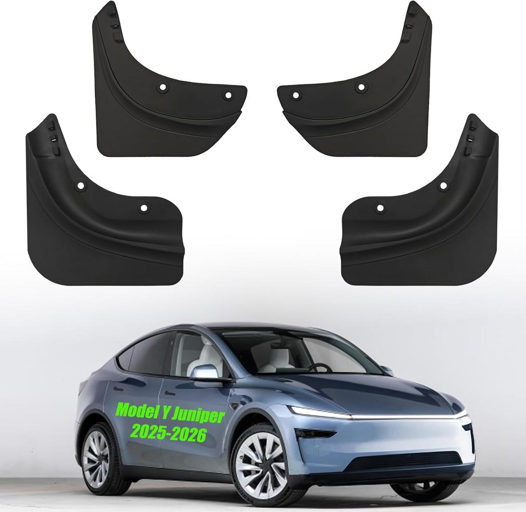Mud Flaps for Tesla Model Y Juniper 2025-2026 - Tesla Model Y Juniper Exterior Accessories 2025 - TPE No-Drill Splash Guards, All-Weather Protection Mud Flaps for Model Y Juniper
