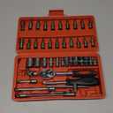 Egofine 46 Pieces 1/4 inch Drive Socket Ratchet Wrench Set, with Bit Socket Set Metric and Extension Bar for Auto Repairing and Household, with Storage Case