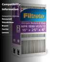 Filtrete 16x25x4 AC Furnace Air Filter, MPR 1550, MERV 12, Fits Lennox & Honeywell, CERTIFIED Asthma & Allergy Friendly, Electrostatic Air Cleaning Filter, 2-Pack (Actual Size 15.88x24.56x4.31 in)