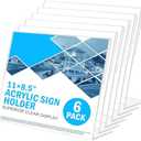 COYMOS Acrylic Sign Holder 8.5 x 11 Horizontal 6 Pack Slant Back Acrylic Stands for Display Plexiglass Clear Acrylic Display Stands for Ad Frame, Picture Photo Frames, Promotions, Restaurants, Office