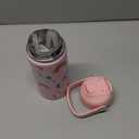 Kids Water Bottle 14oz with Silicone Straw Lid - Insulated Toddler Water Bottle Stainless Steel Keeps Cold 24H, Leak Proof & Unicorn Rainbow Prints Girls Design | Custom Name Tag for School, Pink