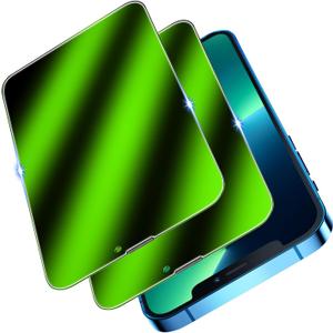 HPTech (2 Pack Designed for iPhone 16e / iPhone 14 / iPhone 13 / iPhone 13 Pro Privacy Screen Protector 6.1 Inch, Tempered Glass Film, Green Gradient Color Anti Spy Anti Blue Light HD Full Coverage