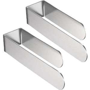 HUFEEOH 2 Pack Adhesive Hand Towel Holder, Sticky Towel Bar Towel Holder Wall Mounted, Stainless Steel Kitchen Towel Holder Hand Towel Rack for Bahtroom Hotel RV Kitchen (Silver) (8 Inch (2PC))