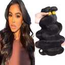 Bundles Human Hair Body Wave 14 16 18 Inch 3 Bundles Double Weft Unprocessed Brazilian Virgin Remy Body Wave Weave Bundle Human Hair Extensions Natural Color No and Odor