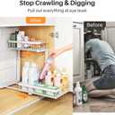 PXRACK Under Sink Organizer, Adjustable Height, 2 Tier Pull Out Under Cabinet Organizer, Slide Out Thickened Metal Under Sink Storage for Kitchen Bathroom Laundry Pantry Cabinet, White, Large-2-Pack