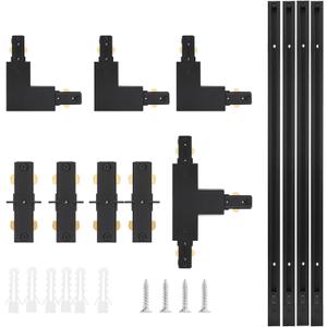 H Track Lighting Rails Kit H Type Track Rails Compatible with Single Circuit 120V H Style Track System for H LED Track Lighting Heads(Black 13.2ft)