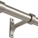 Lwiiom Brushed Nickel Curtain Rods for Windows 28 to 48 Inch, Adjustable Drapery Rods with Aluminum End Cap and Full Surround Brackets, 1-Inch Window Curtain Rod for Wall and Ceiling Mount