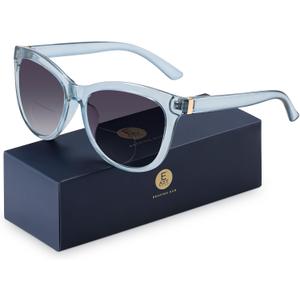 EASY READ Bifocal Reading Sunglasses for WomenFashion Sun Readers UV400 Protection(Magnification 1.50,Blue)