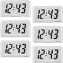 Frienda 6 Pieces Mini Digital Clock Small Digital Clock Stick on Battery Operated Self Adhesive Bracket for Car Dashboard Fridge (White)