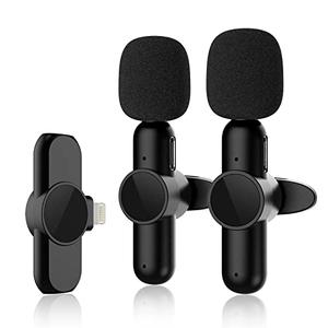 2 Pack Wireless Lavalier Microphone for iPhone iPad, AI Noise Reduction 2.4GHz Wireless Transmission, Plug and Play Lapel Mic for Video Recording Vlog YouTube Tiktok Living Interview