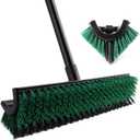 Eyliden Double-Sided Floor Scrub Brush, 65.5'' Long Handle, V-Shaped Head Brushes for Crevice and Corner Cleaning, No-Scratch Effortless Grout Brush for Floor Joint Tile Seams Bathroom Kitchen (Green)