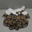 Dog Sweater with Leash Set D Ring Plaid Fleece Dog Clothes for Small Dogs Girl Boy Winter Puppy Dress Cold Weather Coat Fall XXS Sweater for Chihuahua Yorkie Cat Doggy Costumes, Khaki, S