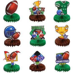 9pcs Football Table Centerpieces, Football Honeycomb Centerpieces Rugby Table Decorations for Sport Birthday Party Supplies