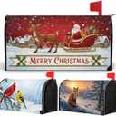3PCs Winter Christmas Mailbox Covers Magnetic Standard Size, 21x18 Inch Santa Cardinal Snow Letter Box Cover Sets, Waterproof Holiday Mail Box Wraps Yard Garden Decorations