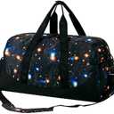 Choco Mocha Kids Duffle Bag Boys - Galaxy Weekender Overnight Bags for Travel Gym Sleepover Bag Boy Age 9-12 6-8 Black