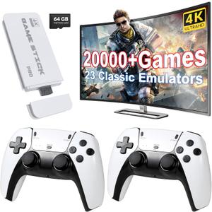 Retro Game Stick, Retro Game Console with Built-in 20000+ Games and 23 Classic Emulators,Dual 2.4GHz Wireless Controllers,Plug and Play Video Games for TV
