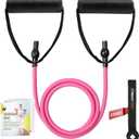 RitFit Single Resistance Exercise Band with Comfortable Handles - Ideal for Physical Therapy, Strength Training, Muscle Toning - Foam Padding Door Anchor and Starter Guide Included