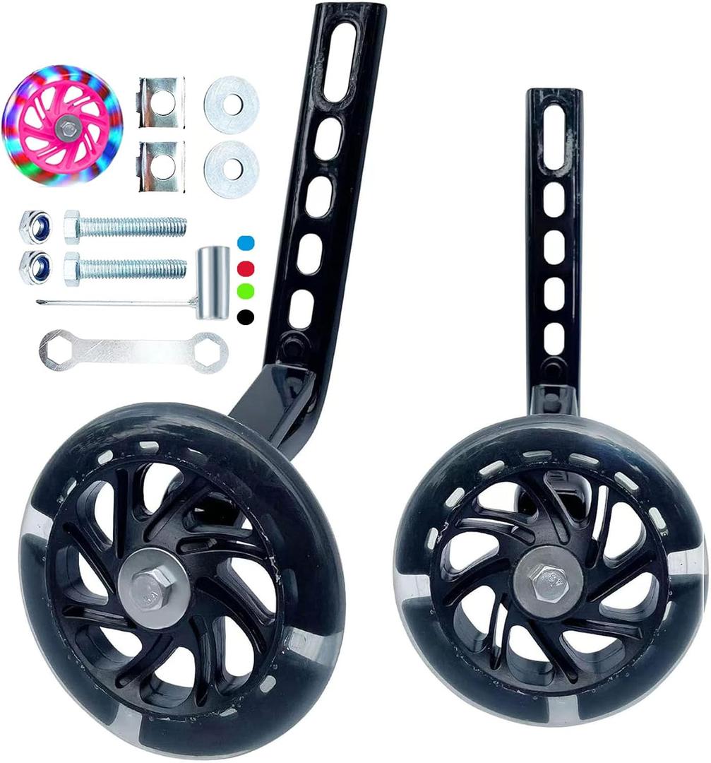 Training Wheels for Bicycle,Flash Mute Wheel Compatible for Bikes of 12-20 Inch 1 Pair
