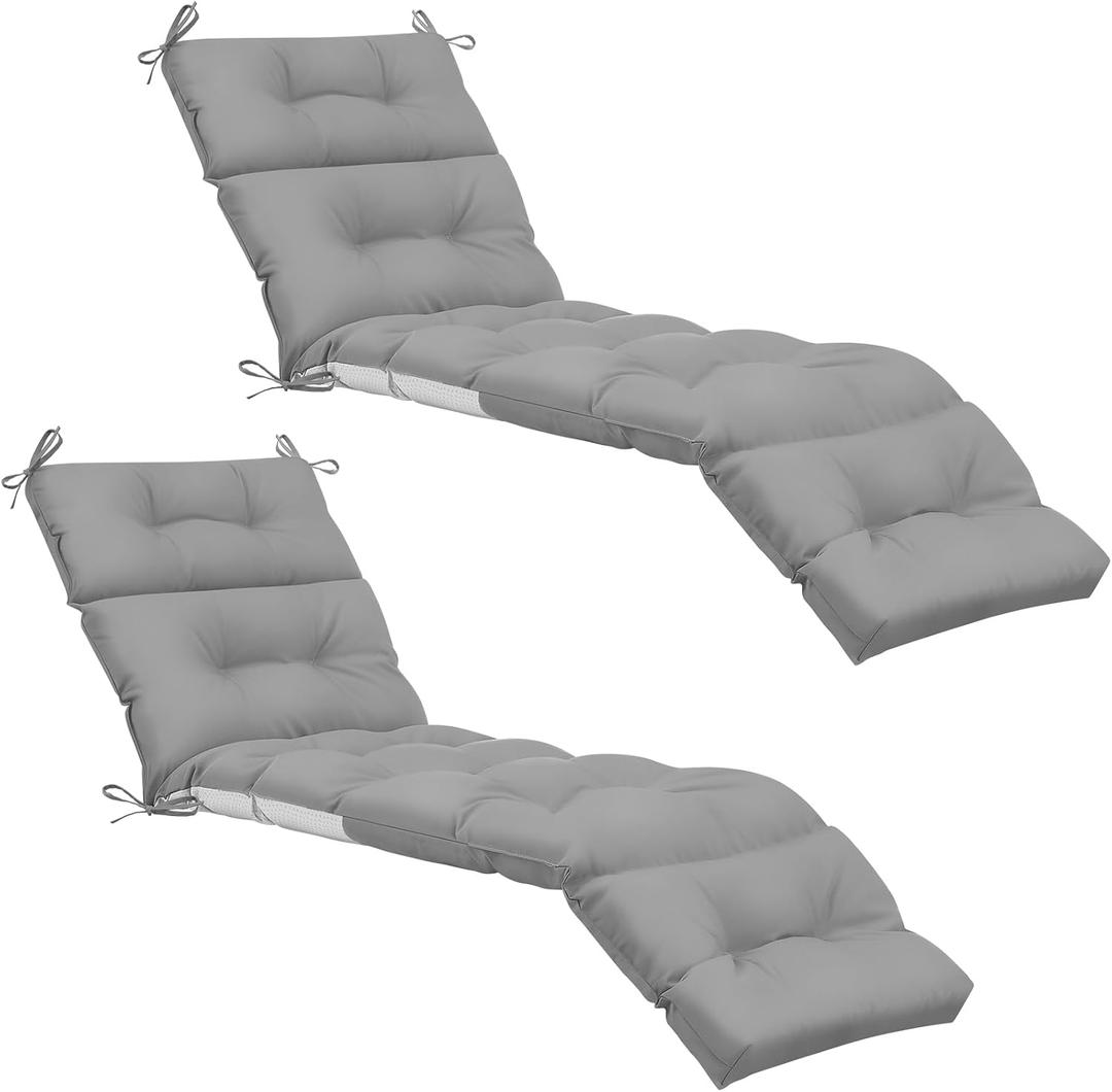 Kigley Chaise Lounge Cushions 75 x 22 x 5 Inches Soft Lounge Chair Cushion Spring/Summer Seasonal Replacement for Outdoor Indoor Home Office(Light Gray,2 Pcs)