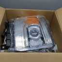 Headlight Assembly Compatible with GMC Sierra 2014-2018 1500 | 2015-2019 2500HD/3500HD Base/Denali/SLE/SLT, Halogen Headlamp Replacement W/O LED DRL, With Bulbs, Chrome Housing Amber Reflector