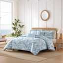 Tommy Bahama - Queen Comforter Set, 100% Cotton Slub Fabric with Soft Breathable Texture, 5 Piece Bed Set with Matching Pillowcases & Bonus Throw Pillows (Palm Serenity Blue)