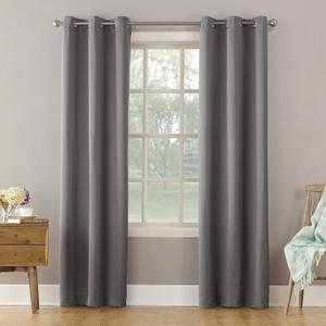 Sun Zero Becca Energy Efficient Grommet Curtain Panel, 40" x 84", Gray 1 Pack