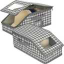 2 PCS Stackable Hat Storage for Baseball Caps, Large Hat Organizer with transparent window, Holds up to 30 Caps Hat Organizer (Gray and white)