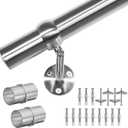 Stair Handrail Kit 12FT, Stainless Steel 304 Wall Mount Railing System, 1-11/16 Inch Pipe Secure Grab Hand Rail for Staircase Indoor House Decor Outdoor, Industrial Modern Style- Silver