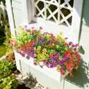 Artificial Flowers for Outdoors, 14 Bundles UV Resistant Fake Silk Flowers with Greenery Grass Lavendar Faux Plants Planter for Summer Decoration Porch Patio Yard Home Decor