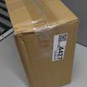 mDesign Metal Freestanding Slim Toilet Bowl Brush and Holder + Rectangle Narrow 5 Liter / 1.3 Gallon Step Pedal Trash Can Wastebasket for Bathroom - Small, Compact Design - Set of 2 - Soft Brass