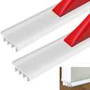 2 Pcs 3 Feet Vinyl Door Bottom with Self Adhesive Tape Adjustable Weatherstrip Under Door Bottom Seal with Drip Cap Fits Gaps from 1/4'' to 9/16'' for 1 3/4'' to 2'' Thick Doors (White)