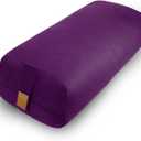 Yoga Bolster (26x10.5x5.5 in) Supportive Yoga Cushion for Restorative Yin Yoga Accessories Rectangular Bolster for Stretching Meditation Pillow 100% Organic Cotton Removable Washable Cover (Purple)