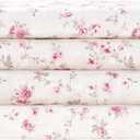 Modern Threads Silky Soft Microfiber and Wrinkle Free Sheets - Luxurious Microfiber Bed Sheets Includes Flat Sheet, Fitted Sheet with Deep Pockets, & Pillowcases Kashmir Rose, Full (22 Floral Rose)