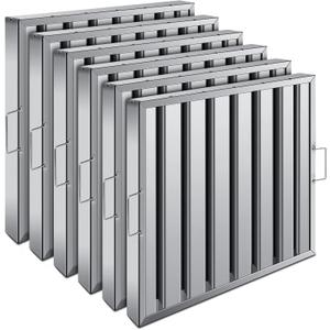 Hood Filters 19.5W x 19.5H Inch 430 Stainless Steel Pack of 6, 7 Grooves Commercial Hood Filters, Commercial Kitchen Range Hood Filter for Grease Rated Commercial Kitchen Exhaust Hoods