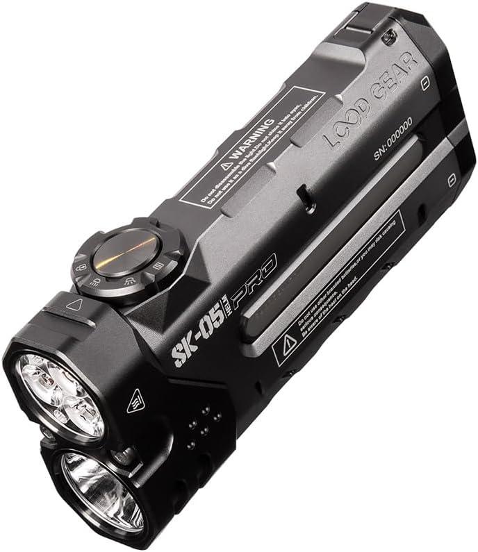 SK05 Pro Flat LED Flashlight with 8000mAh Power Bank, Sidelight Flashlight Combines Floodlight and Spotlight, 4360 High Lumens, Rechargeable, Magnetic Tail, IP68 Perfect for Camping, Outdoor (Gray)
