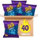 Takis Blue Heat 40 pc / 1 oz Multipack, Hot Chili Pepper Flavored Extreme Spicy Rolled Tortilla Chips