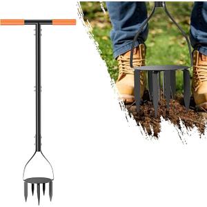 Jardineer Hand Tiller Cultivator, Twist Tiller Garden Claw Heavy Duty, Manual Soil Tiller for Flower Box and Raised Bed